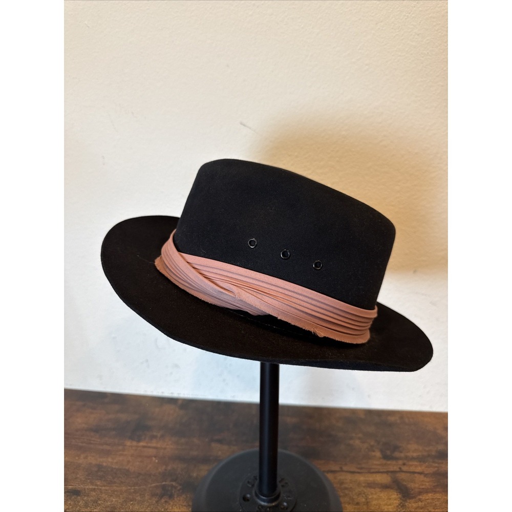 Beaver Brand Major Custom Western Fedora Fur Felt Size 6 7/8 Black Byrne Witz